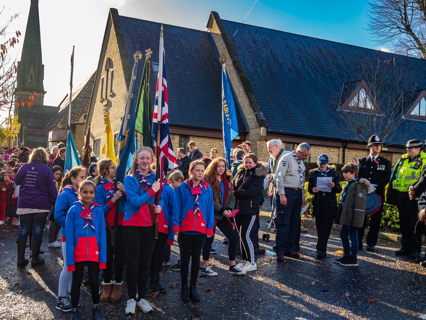 The Parade prepares at Vision Hall, Watling Street  - Armistice Centenary -  Radlett & District Museum